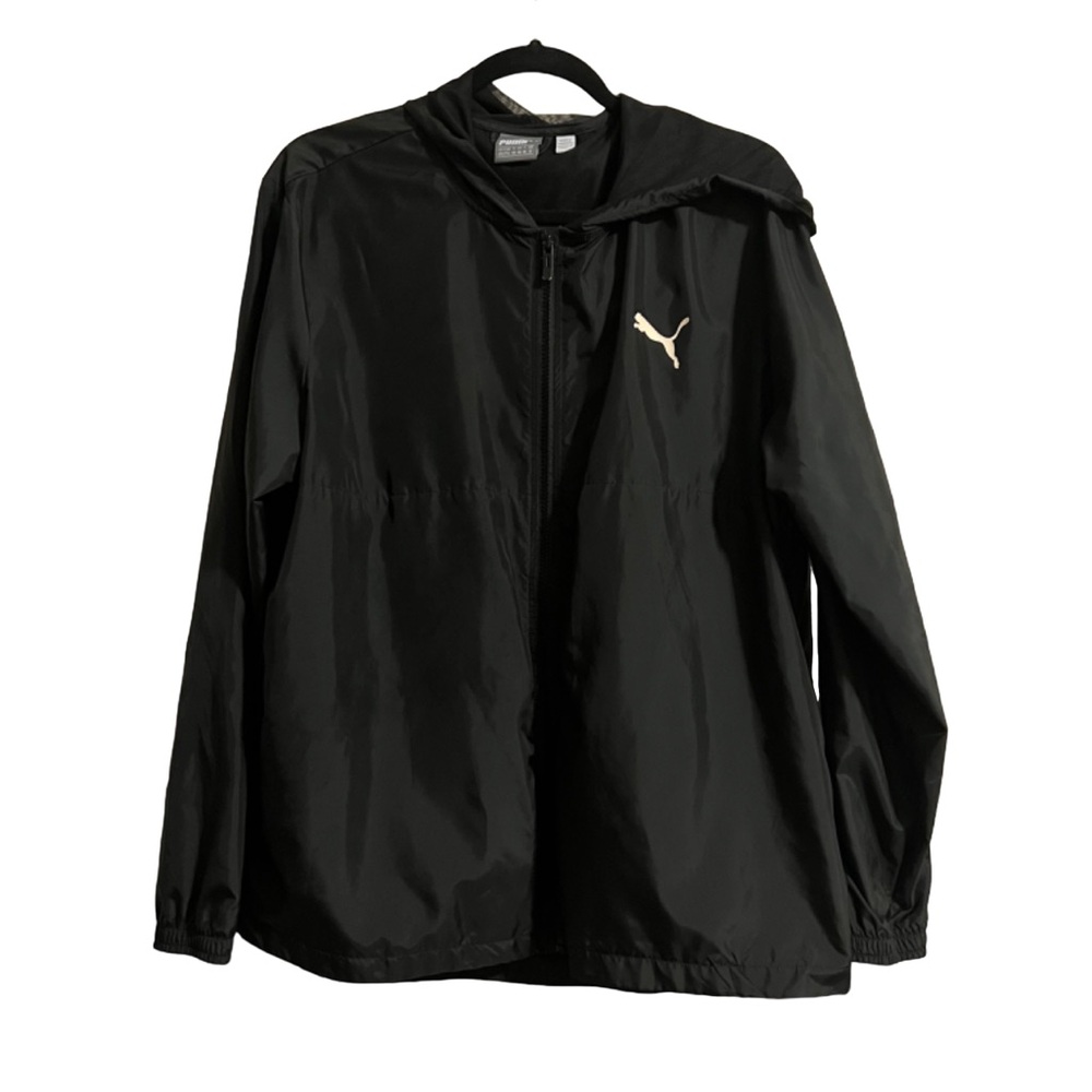 Black Puma Hooded Logo Windbreaker Jacket Size XXL